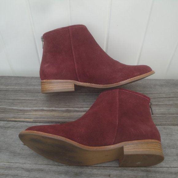 Anthropologie Boots Booties Burgandy RN#66170 Leather Soft Suede Zipper Back 9M - Picture 6 of 6